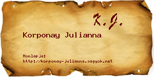 Korponay Julianna névjegykártya